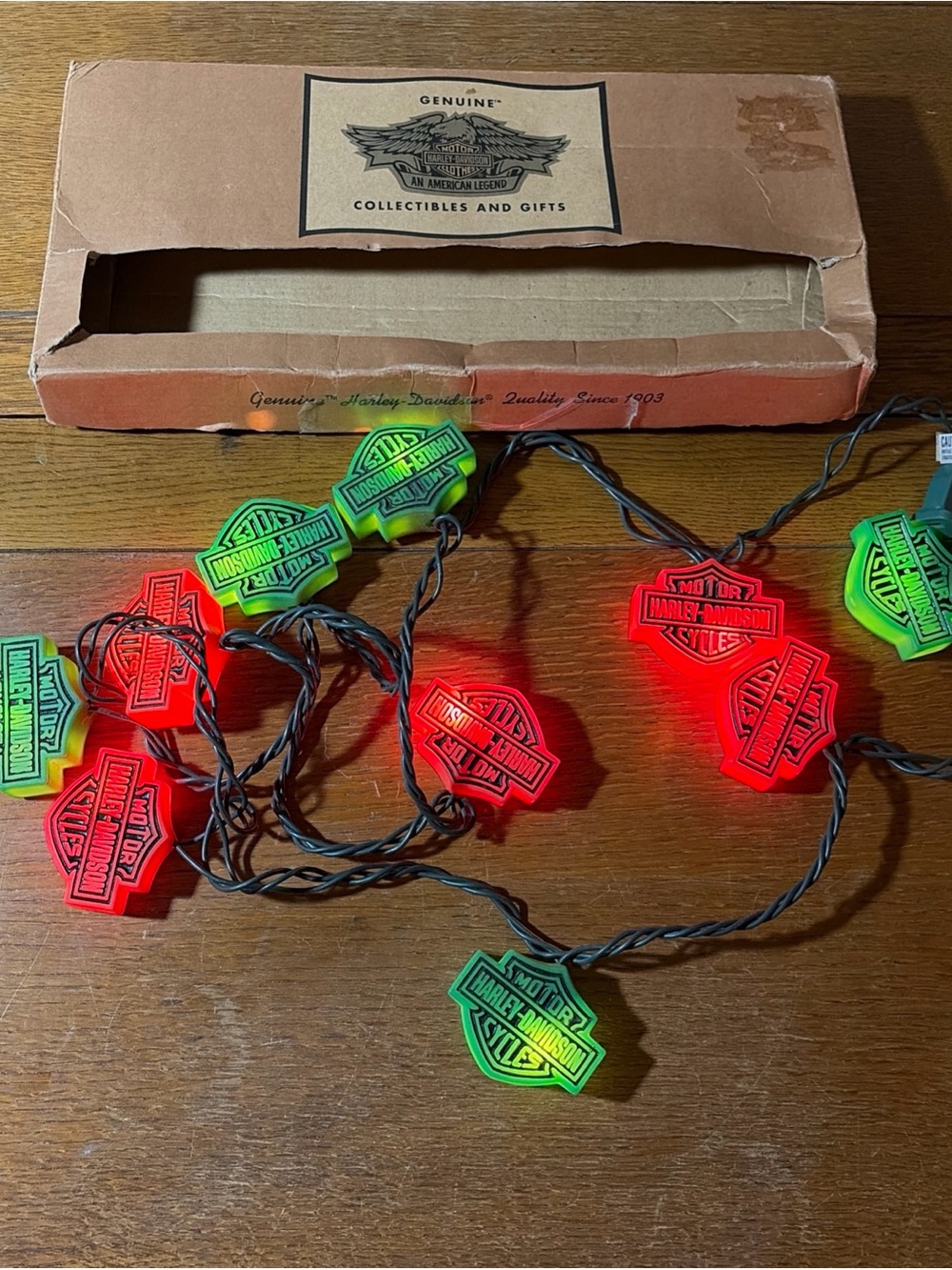 Harley-Davidson Red and Green Logo String Lights